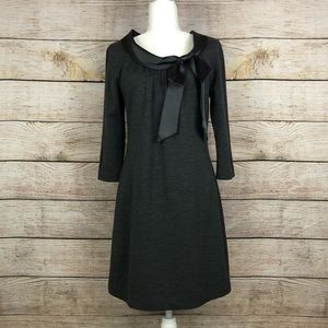 Milly New York Gray Wool Blend Dress w/ Bow Detail